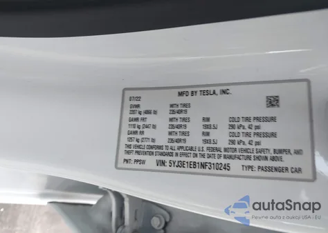 2022 Tesla Model 3 Long Range Dual Motor All-Wheel Drive из США, поврежденный, VIN 5YJ3E1EB1NF310245